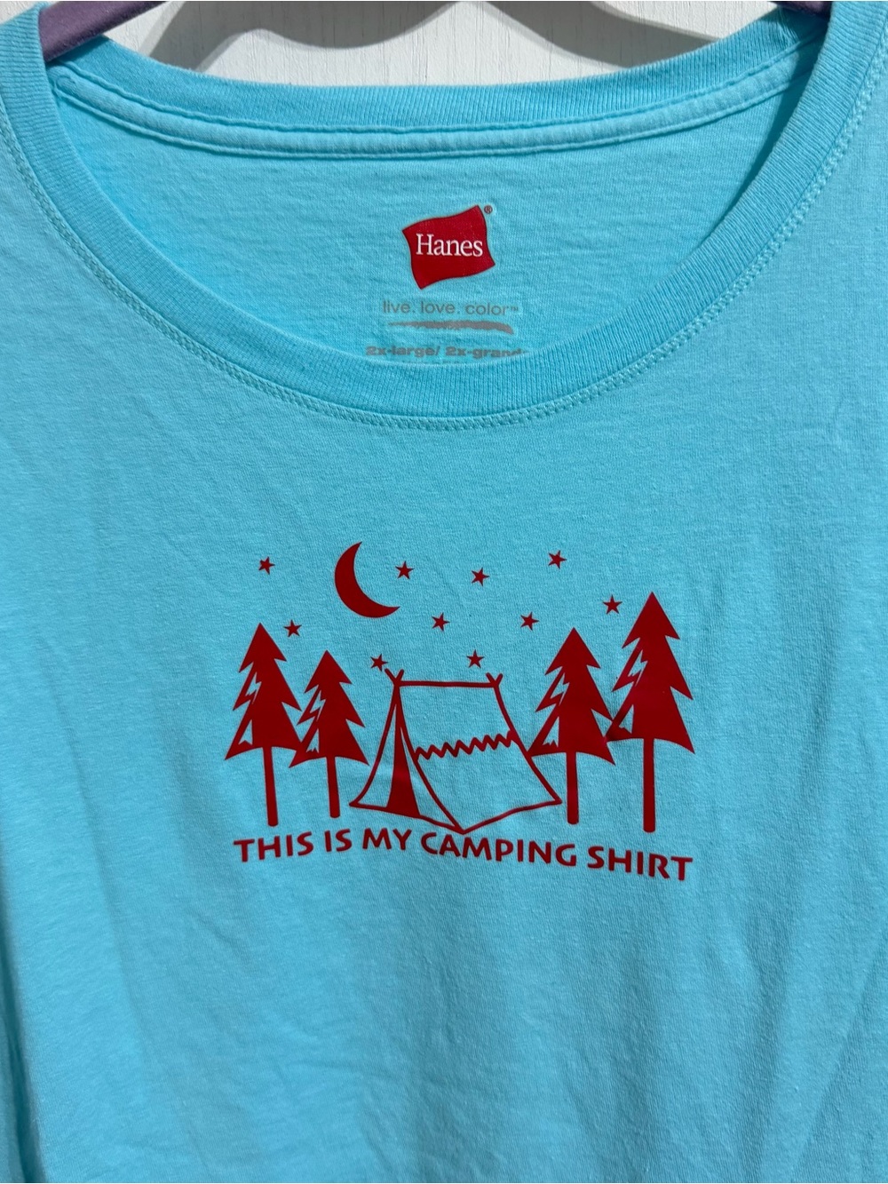 This is my camping shirt size 2X new tee